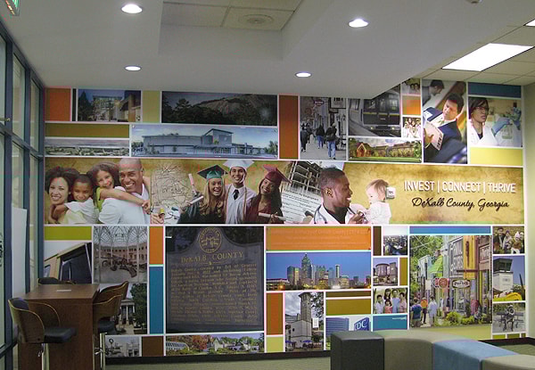 Wall Mural w/ Dimensional Letters & Displays | DeKalb County Development Authority | Decatur, GA